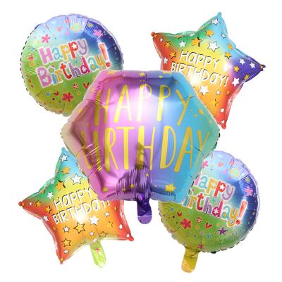 China 5pcs Happy Birthday Foil Balloon Set 18 Inch Round Star Foil Balloon Baby Boy Girl Birthday Party Supplies for sale