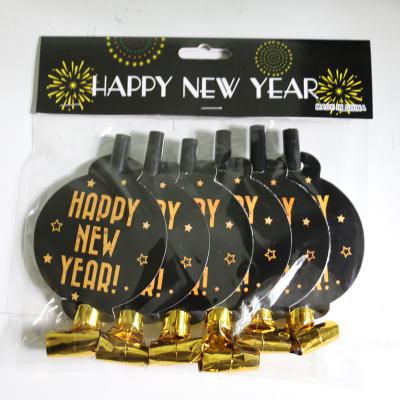 China Gold 6pcs/bag New Year Party Blowouts Gold 6pcs/bag Kids Gift Whistling Paper Horn Black Plastic/Paper Noise Maker for sale