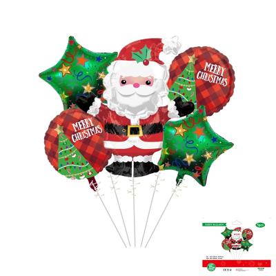 China Foil 2021 New Santa Claus Foil Balloon Set Christmas Party Room Background Decoration Balloons 5pcs/set for sale