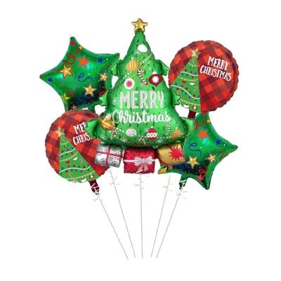 China Gift Toy Wholesale Christmas Green Tree Snowmen Foil Balloon Set Christmas Party Room Decoration Balloons Kids Toy Balloon for sale