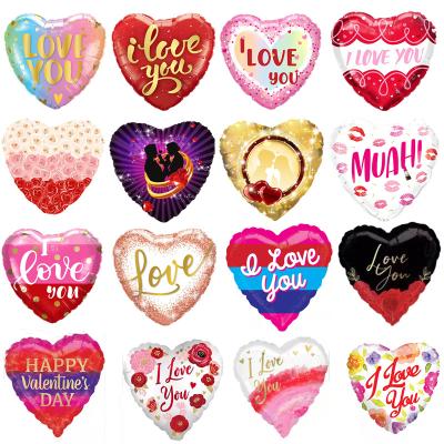 China Gift Toy New Design 17 Inch I Love You Heart Foil Balloon for Valentine's Day Wedding Party Mother's Day Decoration Balloon for sale