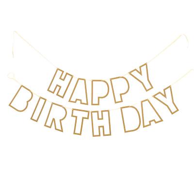 China Paper Glitter Hollow Out Happy Birthday Letters Banner Adult Boy Girl Birthday Party Background Decoration for sale