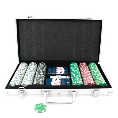 China ABS 2 Playing Cards 5 Dies Aluminum Case Custom ABS 300 Pieces Poker Chips Set for sale