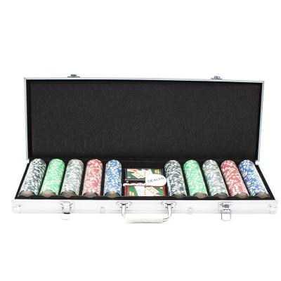 China ABS Custom Set of 500 Piece Poker Chips Playing Cards Cards ABS Aluminum Case Dice Chips Poker Chips for sale