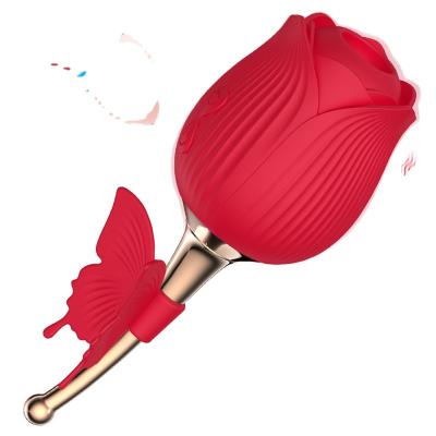 China 10+ New Rose Flower Vibrator Sucking Flower Egg Masturbation Device G Sucking Jumping Spot 10 Vibration Sucking Tongue Vibrator for sale