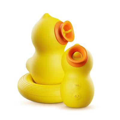 China Portable Clitoral Sucking Spot Silicone Duck Vibrator G Spot Clean Quiet Yellow Cute Safety Soft Silicone Clit Suck Clitoris Stimulator for sale