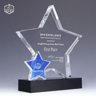 China Europe Personalized Customize 2019 Hewn Glass New Product Creative Decoration With Star Crystal Gift Souvenir Trophy for sale