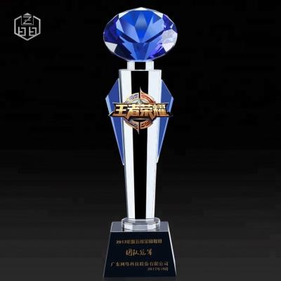 China Custom Europe Customize UV ​​Printing Diamond Crystal With Parts Acrylic Trophy for sale