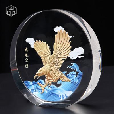 China New Design Europe Eagle Engraving Logo Customize Elegant Wholesale Excellence Officially Withdrawn Crystal Award Blank for sale