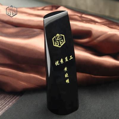 China Europe Luxury Customize Engraving Black Pillar Trophy for sale