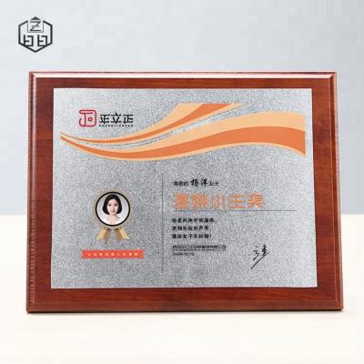 China India Wholesale Silver Aluminum Foil Solid Frames Wooden Photo Place Plate for sale