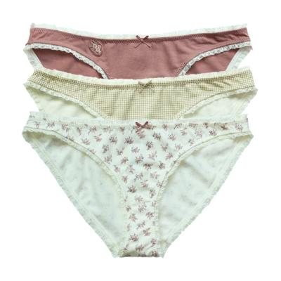 China Anti-Static Woman Lace Briefs Plus Size Underwear Panties Lace Up Brief Style With Bow Woman Briefs Panties for sale