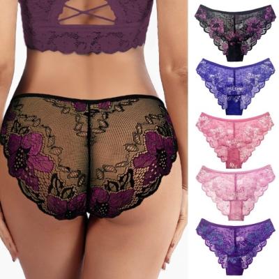 China Women's underwear lace panties ladies underwear polyester sexy briefs women's seamless panties for sale