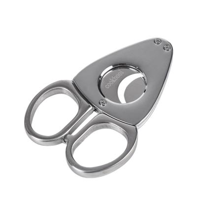 China New Minimalist Style Custom Logos Stainless Steel Semi-automatic Cigar Cutter for sale