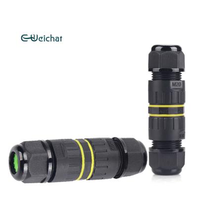 China 3 Pin Waterproof Connector IP68 Outdoor Lighting Cable Wire Screw In Waterproof Plastic Connector for sale