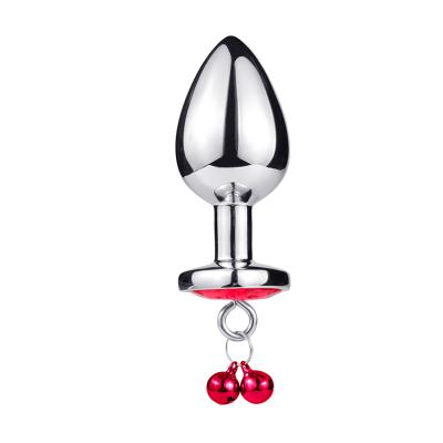 China BDSM Toys Heart Shape Diamond Base Decoration Metal Anal Plug With Small Metal Bells Butt Plug With Chain Kits for sale