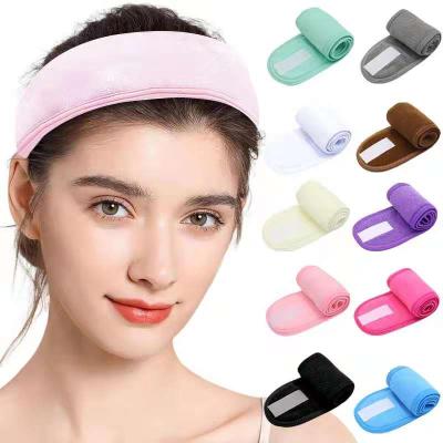 China Custom Logo Yoga Spa Face Wash Sports Fashion Headband Velcro Washable Stretch Non-Slip Hair Band Custom Made For Women for sale