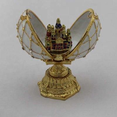 China Pewter With Enamel And Easter Gifts Egg Faberge Trinket Box Jewelry Display Box Faberge Crystal Egg Box With Mini Crown for sale