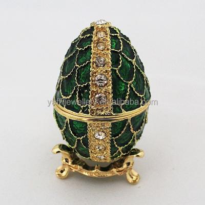 China Pewter with rhinestone and enamel YF-FB1438 easter egg shape box,faberge egg jewelry box/trinket box for sale