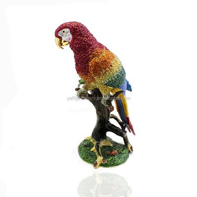 China Handcrafted Birds Design Jeweled Enamel Trinket Box with Crystals - Parrot for sale