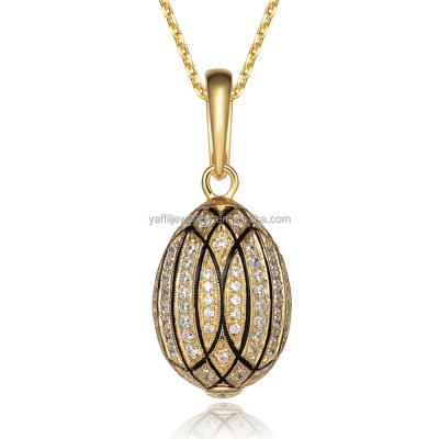 China CLASSIC 925 Sterling Silver Easter Egg Pendant Necklace, Faberge Egg Charms Pendant for sale