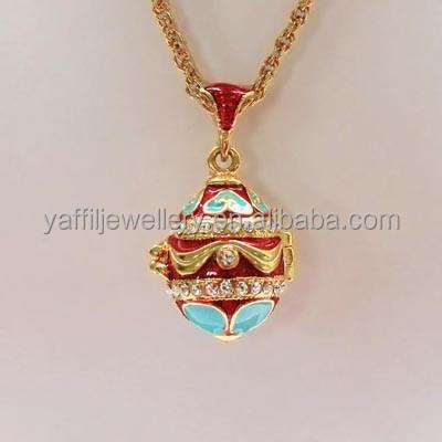 China 2015 new faberge style egg nickel and lead free pendant, enamel easter egg pendant for sale