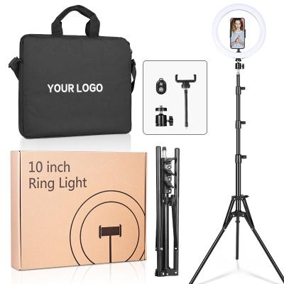 China Plastics & 10 Inch LED Ringlight Photography Makeup Webcast Selfie Ring Light 10 Metal Amazon Best Selling Ring Light Lamp With Complete Package for sale