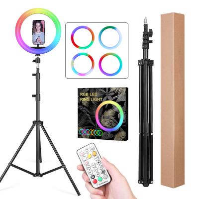 China USB Kinscoter 10 Inch Tripod Stand RGB LED Ring Light RGB Ring Lights With 210cm for sale