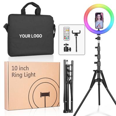 China Hot Selling ABS Kinscoter Amazon Photographic Lighting Live Beauty Makeup Full Set 10 Inch RGB Led Ring Light for sale