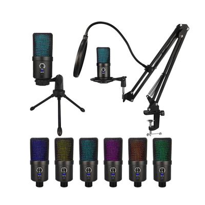 China USB Microphone Kinscoter RGB Led Full Set U780 Computer Recording Usb Microphone With Desktop Folding Stand for sale