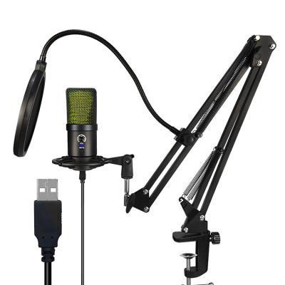 China Colorful USB Microphone U780 RGB Light USB Studio Condenser Computer Microphone with Scissor Arm Stand for Recording Podcast for sale