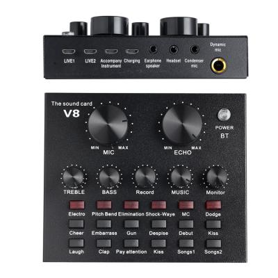 China V8 External Live Sound Card family studio audio interface professional recording for condenser microphone for sale