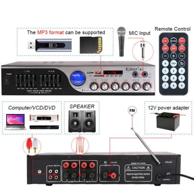 China USB/SD/FM/MIC/AUX kinter K1 High Power Home Theater Amplifier with USB SD FM MIC for sale