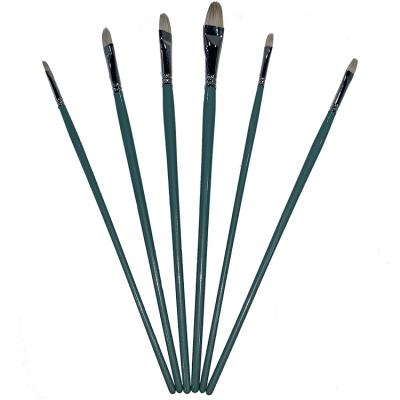 China Long Wooden Artist Brush Set For Art Painting Factory Direct Acrylic Goat Hair Gouache Oil Painting Watercolor Handle for sale