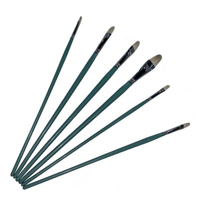 China 6PCS Acrylic High End Goat Hair Oil Painting Gouache Watercolor Long Handle Paint Brushes For Artist Wooden Art for sale