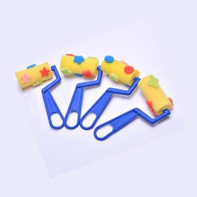 China Cheap Children Painting 4 Pieces Children DIY Sponge Artist Plastic Handle Brush Set With for sale