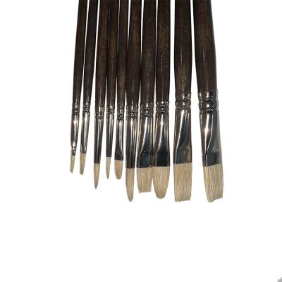 China 10 Pcs Promotional Top Bristle Oil Painting Brush Set Oil Painting Brush With Wooden Handle for sale