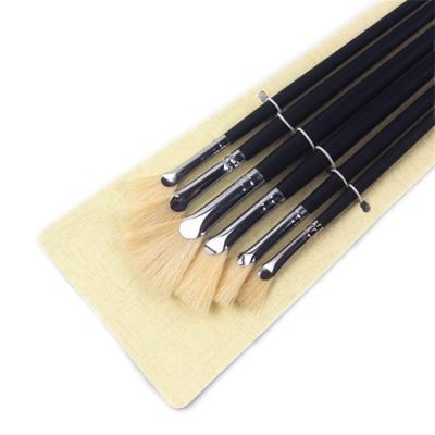 China Acrylic Watercolor Oil Gouache Painting Cheap Wooden Propeller Shaped Artist Brush Set For Art Painting 6PCS Handle From Chinease for sale