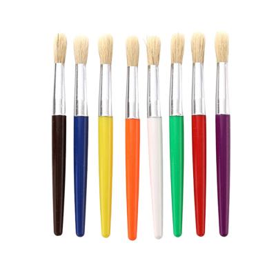 China Cute Oil Watercolor Acrylic Paint Candy Colors Plastic Artist Painting Brush Set Handle Hog Hair for Kids for sale