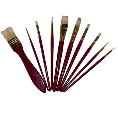 China Art Materials Professional Bristle Hair Watercolor Gouache Oil Painting Acrylic Wooden Handle Artist Set for sale