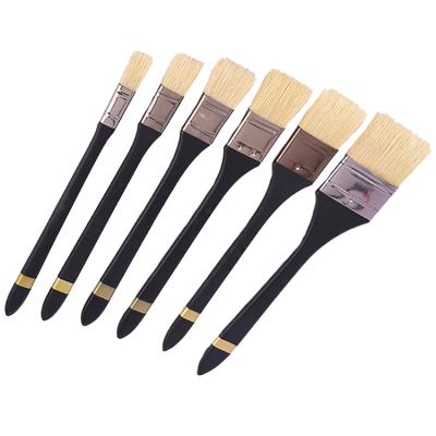 China Paint Factory Direct Black Birch Wood Handle White Natural Bristle Hair Artist Paint Brushes for sale