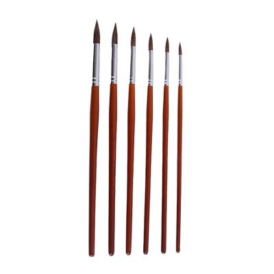 China Wholesale 6Pcs Oil Paint Round Sharp Artist Paint Brush Set with Wooden Handle for sale