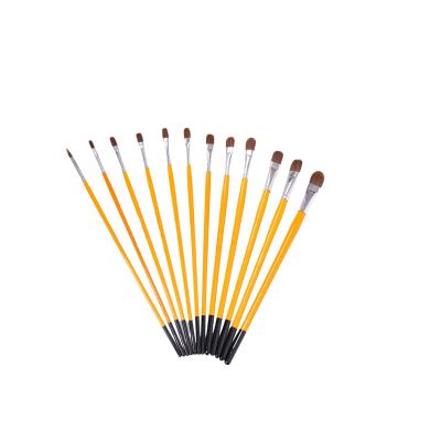 China Wooden Artist Paint Brush Set Weasel Acrylic Professional Natural Hair Gouache Watercolor Handle Filbert Oil Paint Set for sale