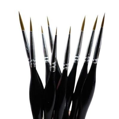 China Wooden Line Artist Paint Brushes Set Black Triangle Acrylic Gouache Oil Painting Watercolor Grip Weasel Hair Hook Set Factory Wholesale for sale