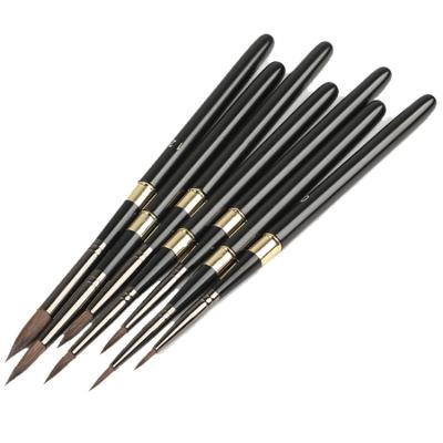 China 7Pcs Acrylic Metal Handle Weasel High End Black Hair Watercolor Gouache Oil Paint Round Sharp Artist Paint Brushes Set for sale