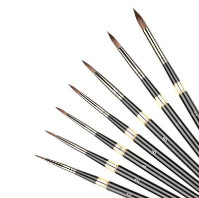 China Wholesale 7Pcs Metal Handle Weasel Black Hair Acrylic Oil Painting Gouache Factory Round Sharp Artist Paint Brushes Set for sale