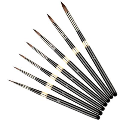 China Direct Weasel Black Hair Metal Handle 7Pcs Watercolor Oil Painting Acrylic Factory Gouache Around Sharp Artist Paint Brushes Set for sale