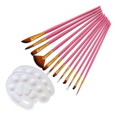 China Hot Selling Hair Artist Acrylic Brush Set With Different Colors Watercolor Gouache Oil Paint Nylon Palette for sale