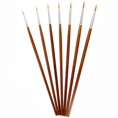 China Artist Wooden Line Paint Brush Set High Quality Nylon Hair Gouache Watercolor Handle Hook 7Pcs Oil Painting Acrylics for sale