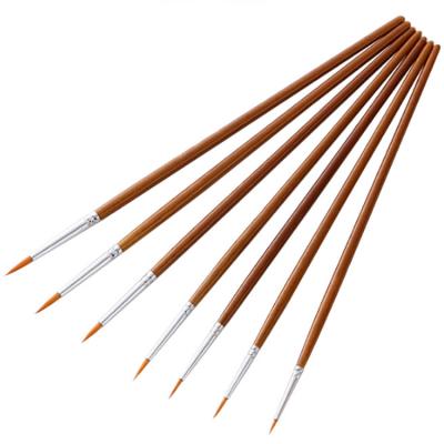 China Miniature Artist Paint Brush Set Hair Oil Painting Gouache Watercolor 7Pcs Wooden Acrylic Direct Nylon Handle for sale